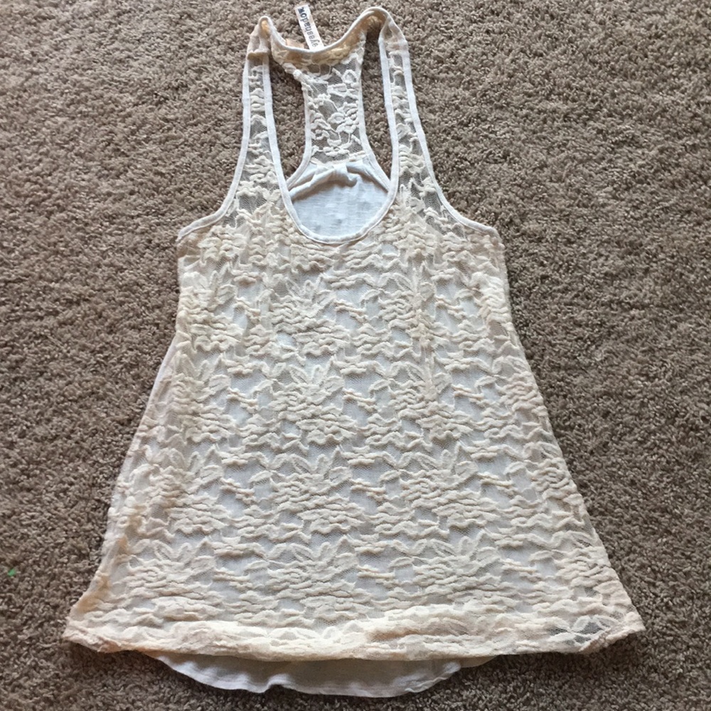 Macrame, Racerback Cream Tank Top.